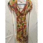 Luna Llena Smocked Floral Maxi Dress Off Shoulder Ruffle V Neck Bohemian M Yellow Size M Photo 1