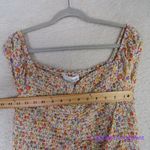 New! Heatherly floral print‎ long sleeve smocked tie front top, size M Orange Size M Photo 6