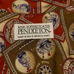 Pendleton Vintage  Rayon Blouse 8 Nautical Map Print Silk-Feel Navy Trade Routes Photo 3