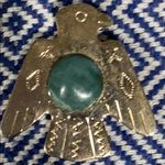 Vintage Thunderbird with Green Turquoise Stone Gold Photo 1
