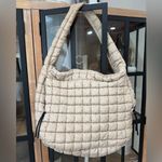 FP Movement quilted tote bag carryall beige sand hobo large zipper shoulder Tan Photo 1
