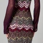 Free People  Chevron Crochet Knit Long Sleeve Mini Dress Boho Festival Sz M💛 Photo 1