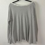 Free People Bohemian Grunge Thermal Striped Long Sleeve Top Size Large Boatneck Photo 2