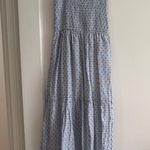 Sim & Sam Sin & Sam Light Blue Swiss Polka Dot Tiered Ruched Maxi Dress Size XSmall EUC Photo 0
