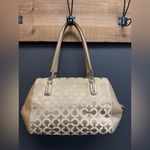 Coach  25638 Madison Madeline White and Gold Canvas Shoulder Bag Photo 2