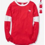 PINK - Victoria's Secret Victoria's Secret PINK red and white Bling Rhinestone Varsity Long Sleeve Tee M Photo 2