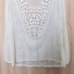 Eyeshadow Womens Lace Crochet Top Size L Cream Long Sleeve Boho Sheer Fairy Photo 3