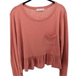 Emory park NEW  Blush Pink Long‎ Sleeve Ruffle Hem Flirty Comfy Top Size L Photo 2
