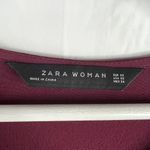 ZARA Size XS Dress Burgundy Contrasting Pleated Tunic Top Blouse Popover Women’s Photo 4