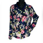Liz Claiborne Light weight silky soft travel windbreaker floral bomber full zip with pockets Photo 0