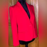 Ann Taylor Grosgrain Ruffle Newbury One-Button Blazer Suit Jacket in Red Size 2 Photo 4