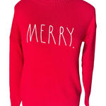Rae Dunn Merry Christmas Xmas Holiday Red Crew Neck Sweater Womens XS/TP Photo 0