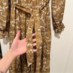 Moon River  Golden Cream High neck Long Sleeve Paisley Floral Print MIDI Dress XS Photo 7