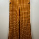 Modcloth  Making Power Moves Wide Leg Pants Size 2 Yellow Plaid Sailor Retro 70s Photo 0