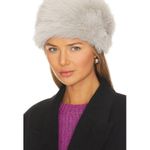 Adrienne Landau The Pill Box Hat in Light Grey One Size New Womens Faux Fur Gray Photo 0