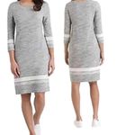 Hilary Radley  Dress 3/4 Sleeve Size XL NWT Grey White Stripe Women’s Photo 0