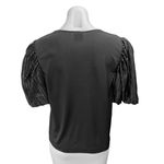 ZARA Women's Black Short Puff Sleeve Plunge V-Neck Pullover Blouse Top Size M Photo 1