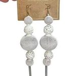NWT Kitsch White Mesh & Crochet Tiered Round Ball Dangle Earrings Photo 0
