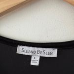 See And Be Seen Black Velvet Short Sleeve V Neck A Line Dress Size L Photo 3