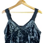 Entro  Crushed Velvet Lace Camisole Top Womens L Blue Green Goth Glam Coquette Photo 1
