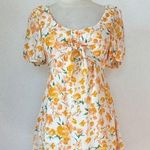 Sienna Sky White & Orange Floral Short Sleeve Sun Dress Photo 0