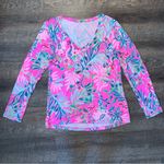 Lilly Pulitzer  Pink Blue Green Floral Long Sleeve Top Shirt Women’s Size Medium Photo 0