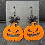 Pumpkin Earrings with Bow – Cute Fall & Halloween Jewelry Orange Photo 0
