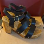 Kork-Ease Black Leather Della Strap Riveted Heels Platform Sandals Sz 10 $150 Photo 0