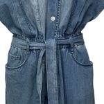 BLANK NYC Womens Sleeveless Belted Blue Denim Jumpsuit Size Large Photo 3