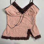 Energie Y2k Cropped Lace Tank Top Brown And Light Pink Size Medium  Photo 0