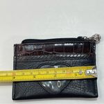 Brighton Blk Wallet Croc Embossed Leather Mini Heart ID Credit Card Coin Purse Photo 2