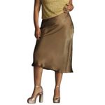 Anthropologie Women’s Liquid Shine Bias Cut Champagne Midi Skirt XL Photo 2