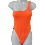 Good American Neon Orange Ribbed One Shoulder One Piece Bathing Swim Suit 1 / 2 Photo 1