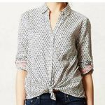 Holding Horses Anthropologie  Floral Button Down Blouse Navy Cream Size 6 Photo 1
