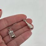 Wine & Cork Remover Novelty Dangle Earrings Silvertone Bachelorette Party Silver Photo 4