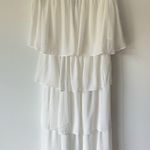 Off the Shoulder White Tiered Flowy Midi Dress Bridal Shower Wedding Maternity Size M Photo 5