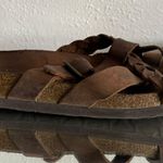 White Mountain WHITE MOUNTIAN Brown Suede Leather Harrington Braided Strappy Slip On Sandals Photo 2