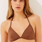 Agua de Coco Roots Matelasse Bikini Top NWT Sz. S Brown Photo 0