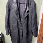 Vintage Hunters Run Wool Peacoat Women 12 Midi Black Leather Trim Winter Coat Photo 3