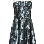 White House | Black Market WHBM Strapless Feather Print black and white Dress size 4 Photo 2