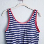 Vineyard Vines  Blue and White Striped Red Trimmed One Piece Swimsuit Photo 2