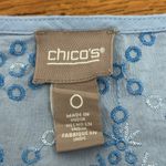  Embroidered Top Blue Size 4 US 0 Chicos Photo 2