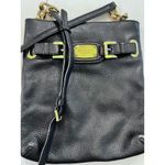 Michael Kors  Black Pebbled Leather Crossbody Bag Gold Chain Buckle Detail Luxury Photo 7