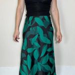 Banana Republic  Green and Black Geographic Print Satin Midi Slip Skirt Sz S NWT! Photo 2