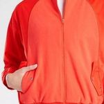 Athleta Zion Microfleece Full Zip Bomber Jacket Red Orange Size Small Photo 0