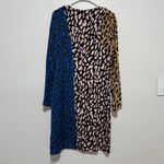 Diane Von Furstenberg  Color Block Silk Leopard Print Belmont Long Sleeve Dress Photo 7