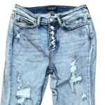 Judy Blue  Skinny Fit Beach Splash Distressed‎ Light Wash Button Fly Jeans 3/26 Photo 1