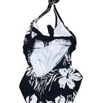 Venus Women's Halter One-Piece Swimsuit Black & White Floral Size 12 Photo 4