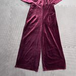 Greylin  Anthropologie‎ Luna Velvet Jumpsuit Wide Leg Cropped Burgundy Small Photo 4