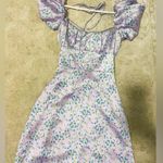 ZARA lilac floral satin puff sleeve mini dress Photo 3